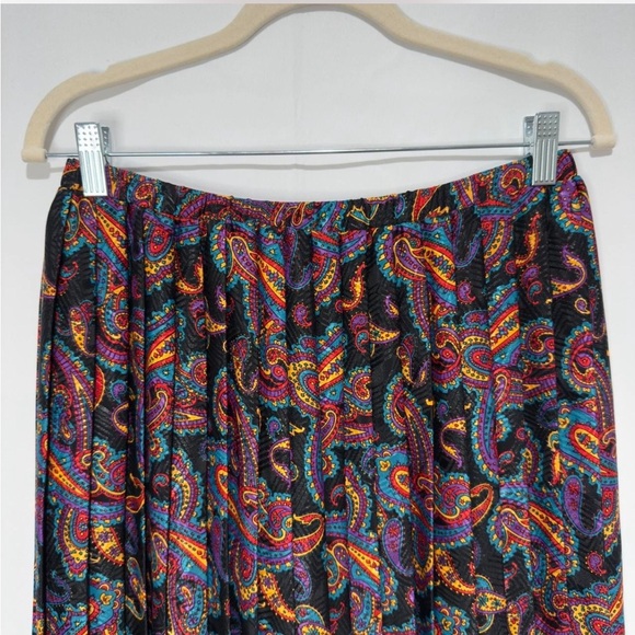 Vintage Boutique 80s Paisley Pleated Midi Skirt NWT, Fall Retro Boho Party Look - Picture 2 of 8